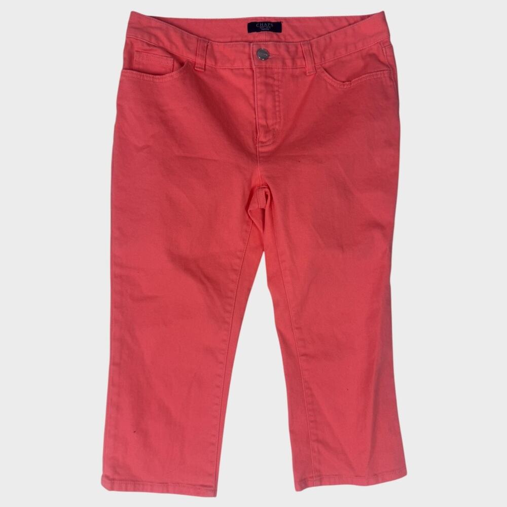 Chaps Womens Petite 6P Salmon Pink Peach Orange Capri Denim Jeans